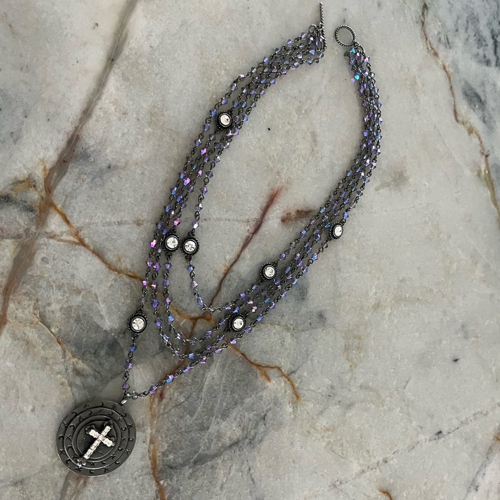 VIRGIN SAINTS & ANGELS RESURRECTION MAGDALENA NECKLACE IN GUNMETAL